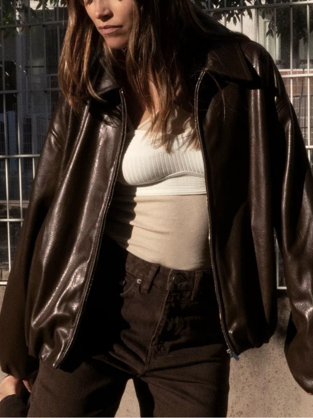 NWT ZARA FAUX LEATHER BOMBER JACKET